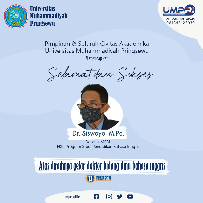 SELAMAT DAN SUKSES Dr. SISWOYO, M.Pd.