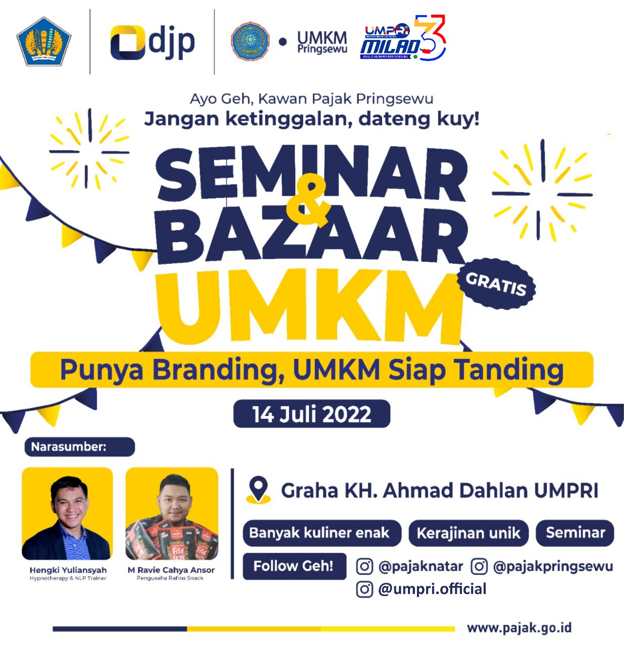 TAX CENTER UMPRI GELAR SEMINAR BAZAR DALAM RANGKA HARI PAJAK DAN MILAD UMPRI KE-3.