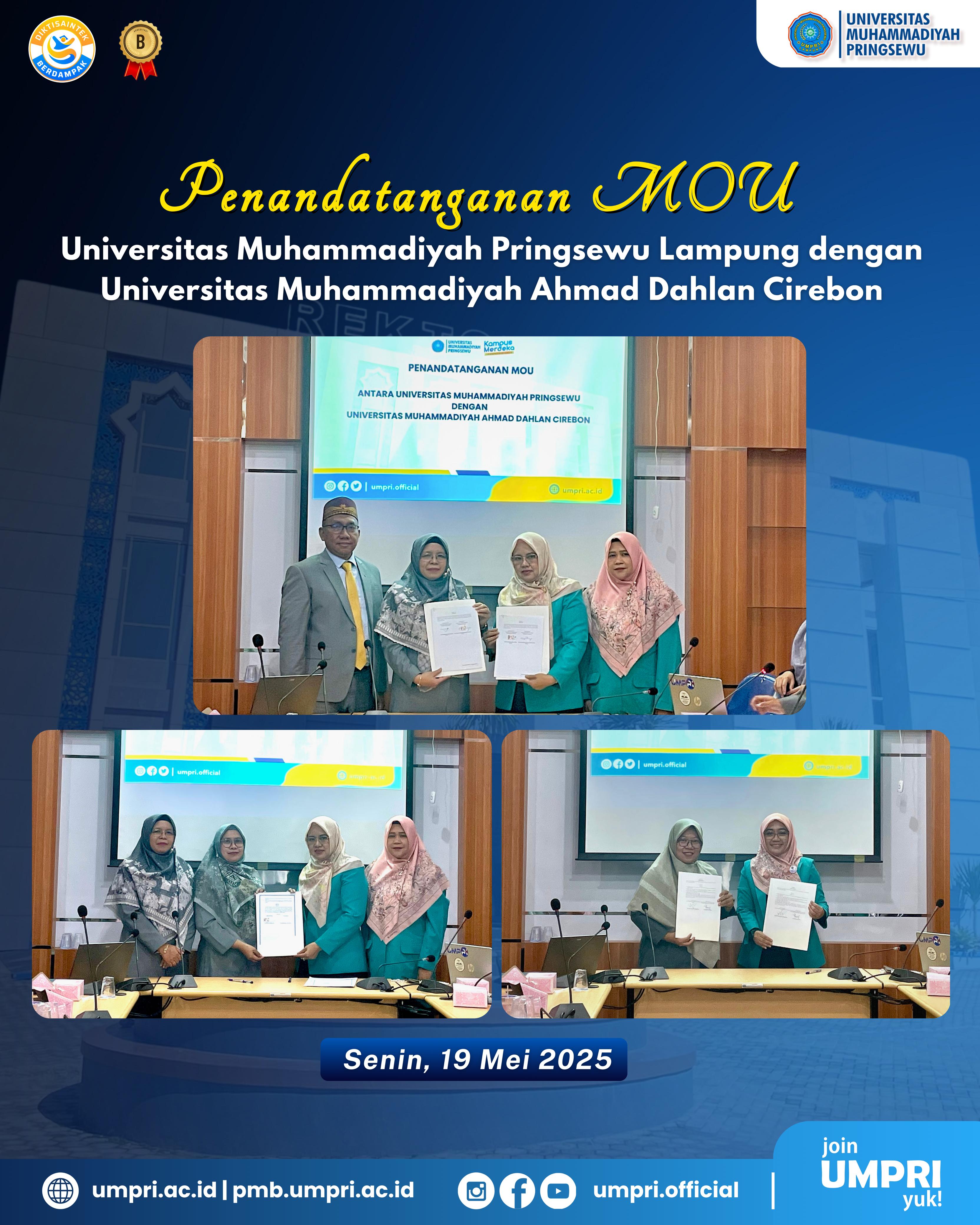 UMPRI dan Universitas Muhammadiyah Ahmad Dahlan Cirebon Tandatangani Perpanjangan MOU, MOA, dan IA